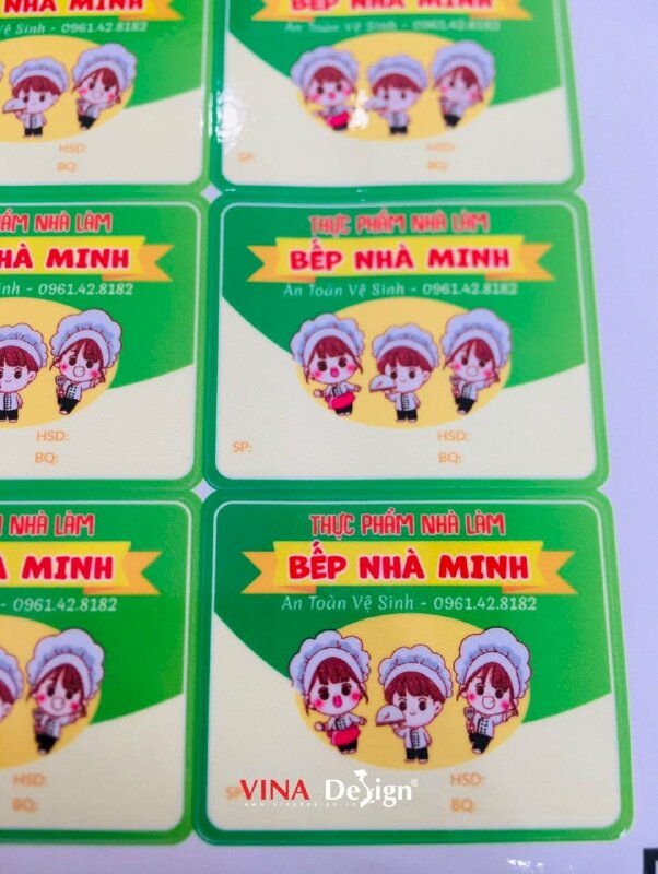 In tem Decal sữa Bếp Nhà, tem nhãn thực phẩm nhà làm, tem nhãn sản phẩm, hạn sử dụng, bảo quản - VND601