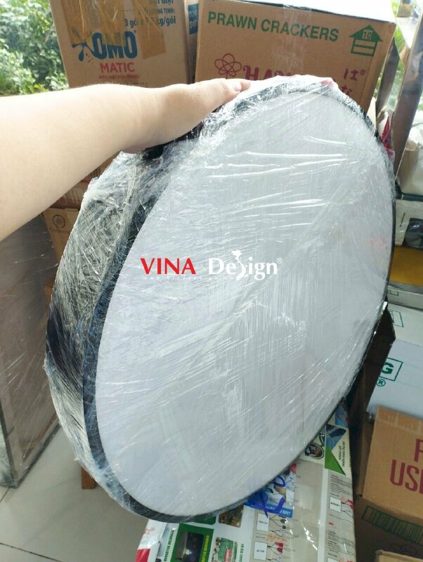 In bảng hiệu hộp đèn tròn hút nổi dán Decal trong 1 mặt dán đường kính 60cm - VND658