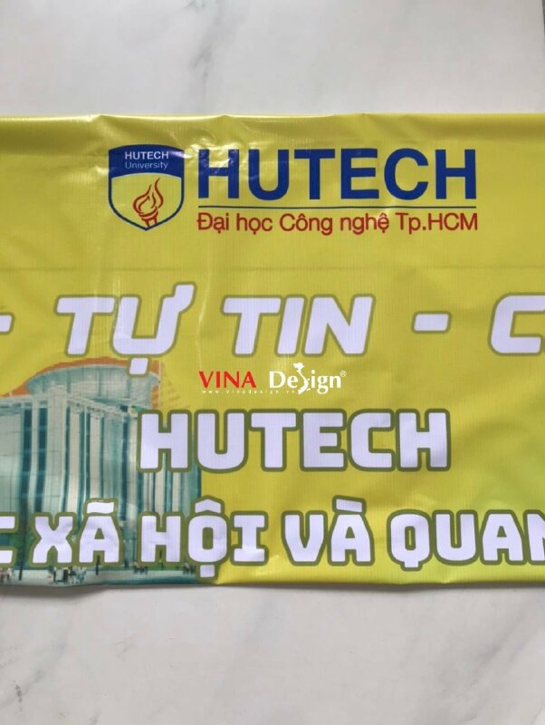 In băng rôn ngang bạt hiflex, băng rôn cổ động khẩu hiệu Bình Tĩnh - Tự Tin - Chiến Thắng cho các khoa trường đại học - VND627