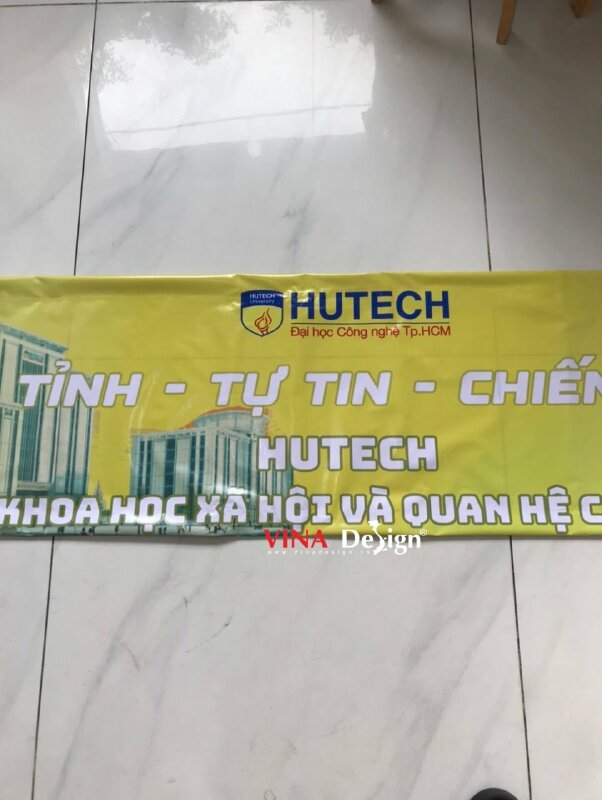 In băng rôn ngang bạt hiflex, băng rôn cổ động khẩu hiệu Bình Tĩnh - Tự Tin - Chiến Thắng cho các khoa trường đại học - VND627