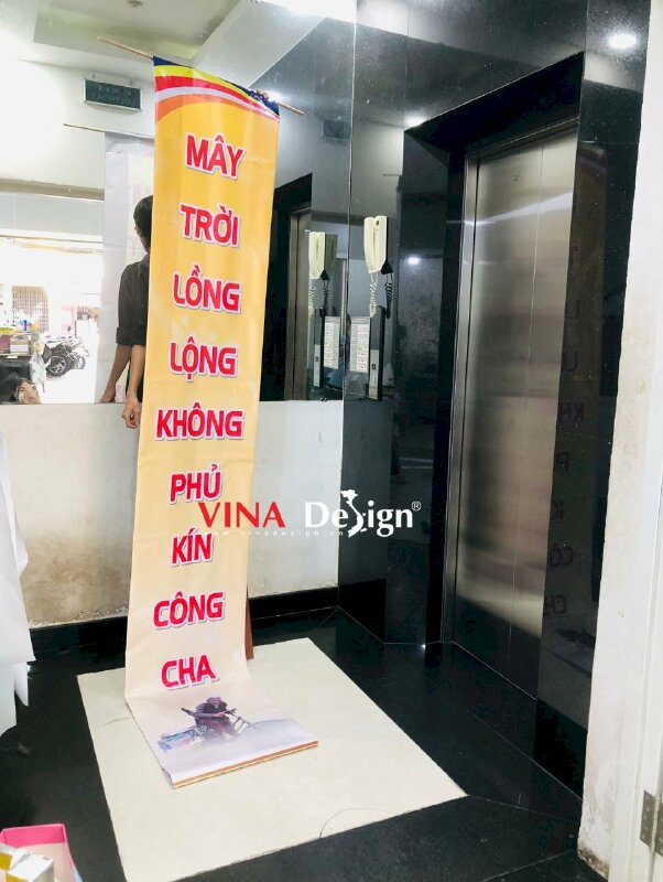 In băng rôn Vu Lan Báo Hiếu, in bạt hiflex nẹp gỗ trên dưới - VND666