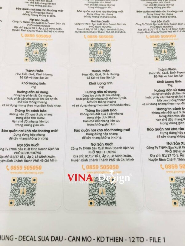 In tem nhãn số lượng ít cho sản phẩm nhan sạch cao cấp, in tem Decal sữa có mã QRcode - VND629