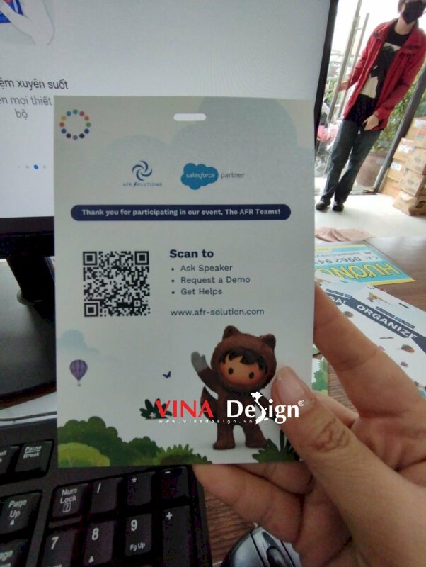 In thẻ đeo tham dự sự kiện công ty công nghệ thông tin, thẻ event organizer, thẻ giấy C300gsm - VND631