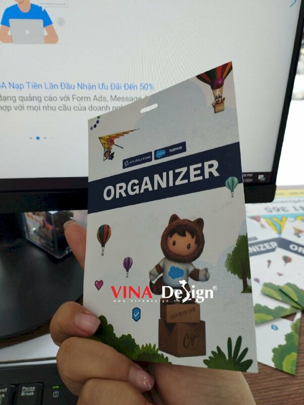 In thẻ đeo tham dự sự kiện công ty công nghệ thông tin, thẻ event organizer, thẻ giấy C300gsm - VND631