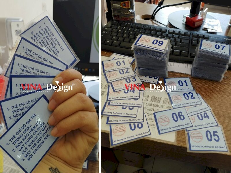 Làm thẻ nhựa giữ xe