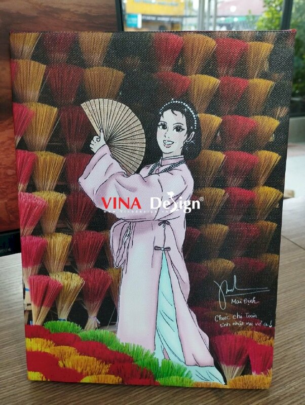 Làm tranh in trên vải Canvas mực dầu bóng, đóng khung tràn viền, in tranh chibi làm quà tặng sinh nhật - VND646