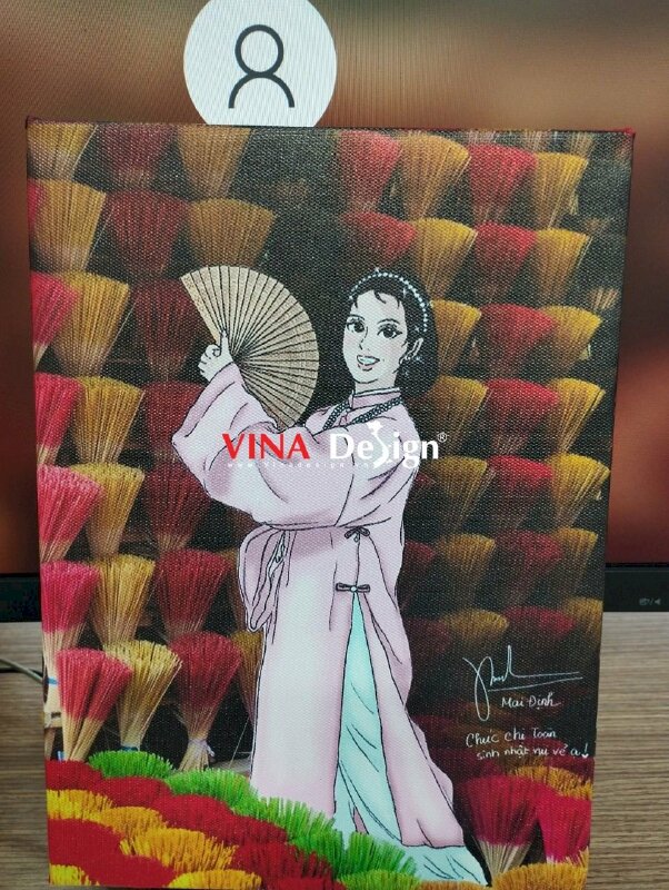 Làm tranh in trên vải Canvas mực dầu bóng, đóng khung tràn viền, in tranh chibi làm quà tặng sinh nhật - VND646