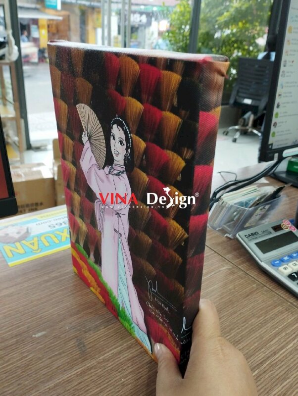 Làm tranh in trên vải Canvas mực dầu bóng, đóng khung tràn viền, in tranh chibi làm quà tặng sinh nhật - VND646