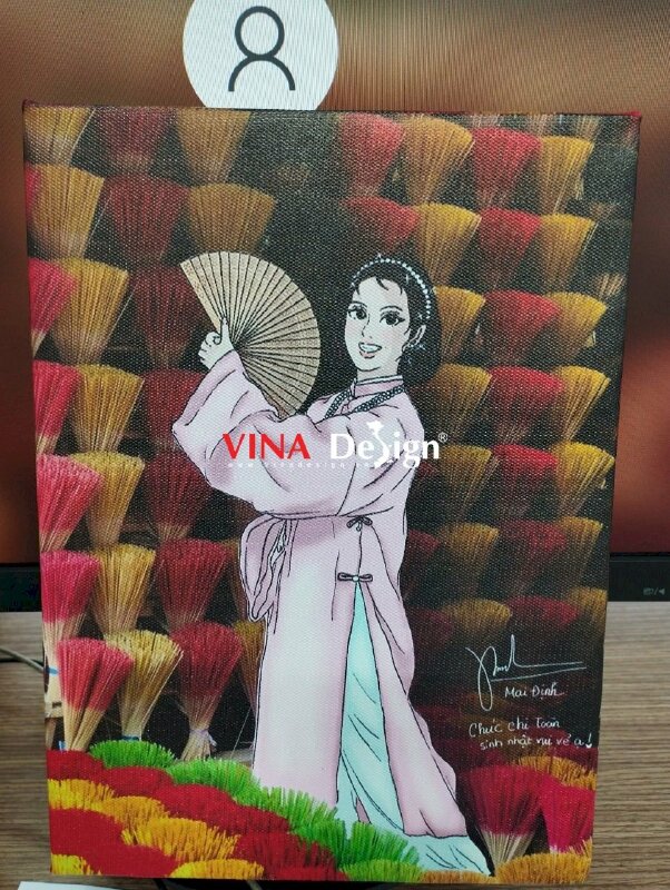 Làm tranh in trên vải Canvas mực dầu bóng, đóng khung tràn viền, in tranh chibi làm quà tặng sinh nhật - VND646