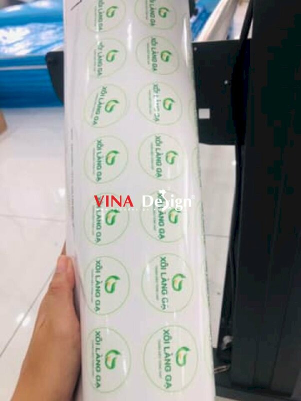 In ấn tem nhãn giá rẻ, tem Decal sữa in mực dầu, cán bóng, bế tròn, tem nhãn cửa hàng Xôi chính gốc Phú Thượng Hà Nội - VND781