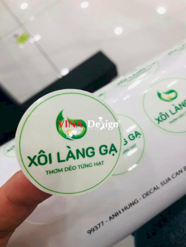 In ấn tem nhãn giá rẻ, tem Decal sữa in mực dầu, cán bóng, bế tròn, tem nhãn cửa hàng Xôi chính gốc Phú Thượng Hà Nội - VND781