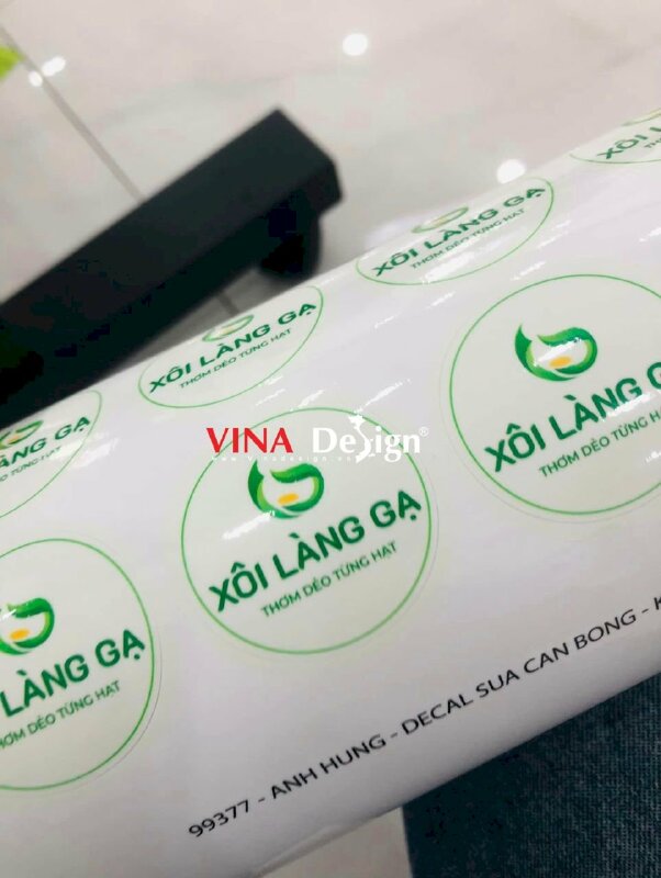 In ấn tem nhãn giá rẻ, tem Decal sữa in mực dầu, cán bóng, bế tròn, tem nhãn cửa hàng Xôi chính gốc Phú Thượng Hà Nội - VND781