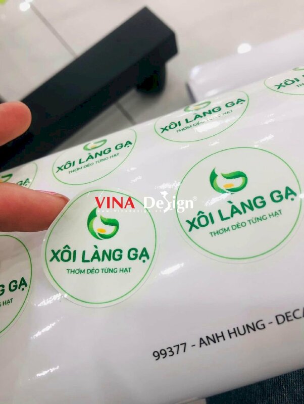 In ấn tem nhãn giá rẻ, tem Decal sữa in mực dầu, cán bóng, bế tròn, tem nhãn cửa hàng Xôi chính gốc Phú Thượng Hà Nội - VND781