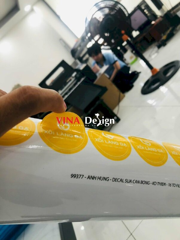 In ấn tem nhãn giá rẻ, tem Decal sữa in mực dầu, cán bóng, bế tròn, tem nhãn cửa hàng Xôi chính gốc Phú Thượng Hà Nội - VND781