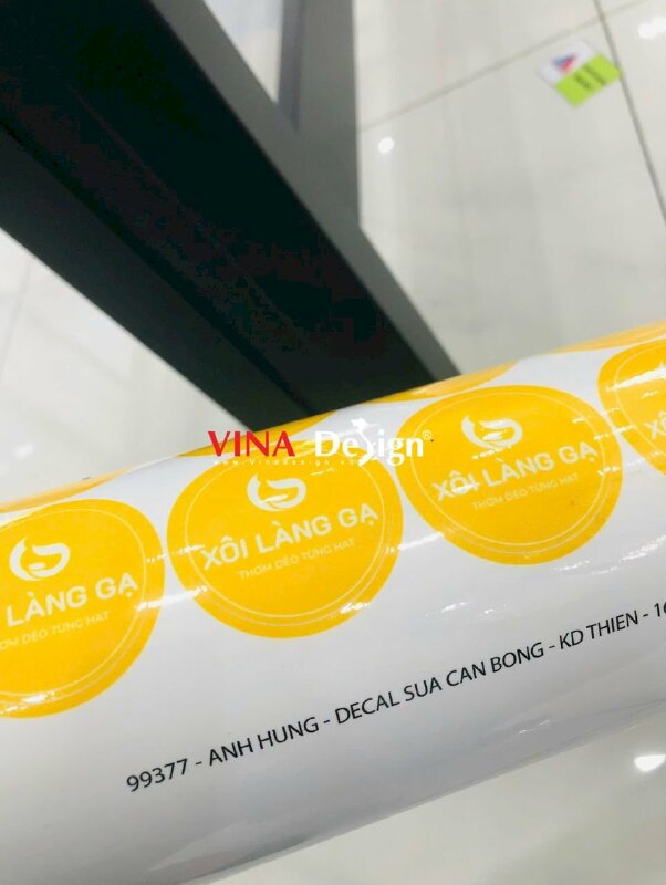 In ấn tem nhãn giá rẻ, tem Decal sữa in mực dầu, cán bóng, bế tròn, tem nhãn cửa hàng Xôi chính gốc Phú Thượng Hà Nội - VND781