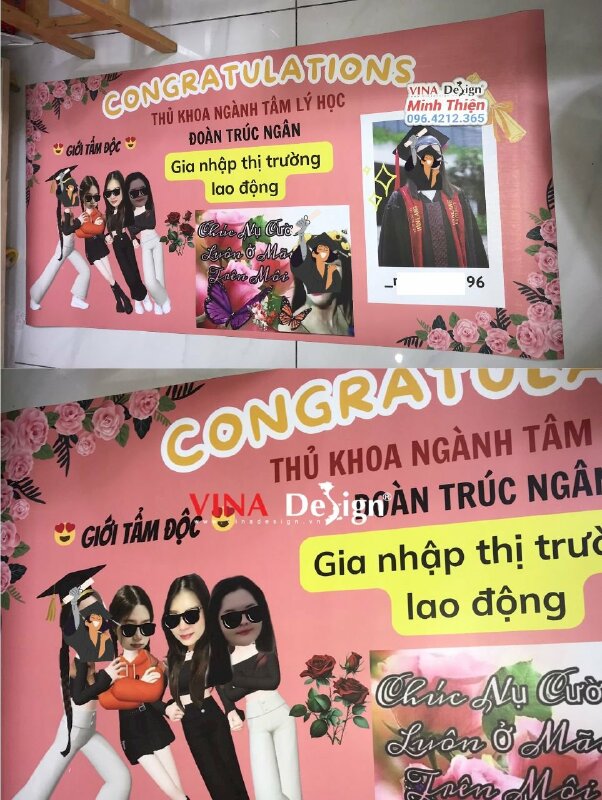 In banner ngang Chúc mừng bạn đã tốt nghiệp Congratulations on your graduation, in PP không keo - VND740