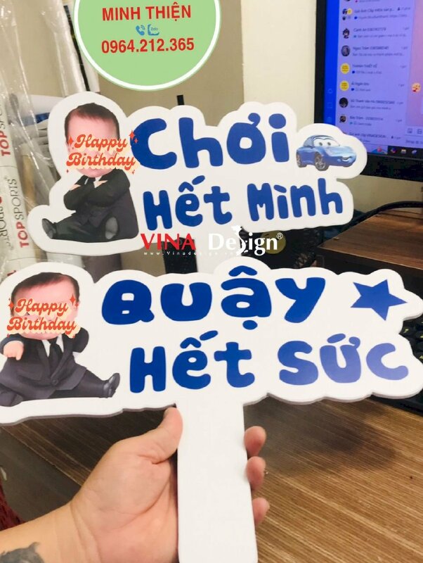 In hashtag cầm tay thôi nôi sinh nhật 1 tuổi bé trai, hashtag cầm tay chibi ghép mặt cho bé - VND687