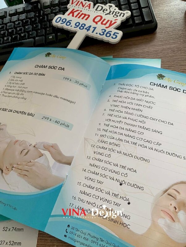 In màu catalog giới thiệu dịch vụ, giá dịch vụ cho Beauty Spa gội đầu dưỡng sinh đông y chăm sóc da - VND735