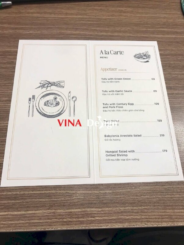 In menu À la carte, menu chọn món Alacarte cho nhà hàng Bistro - VND780