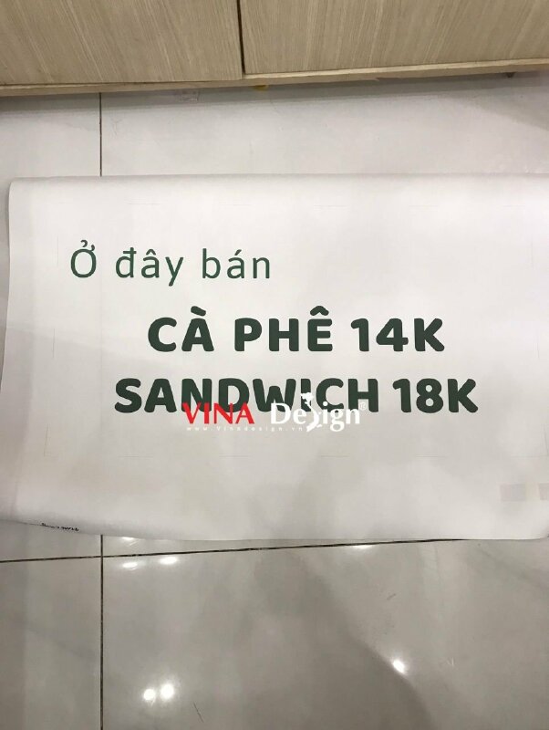 In menu giá cà phê, sandwich cho quán, in chữ lên vải Canvas - VND721