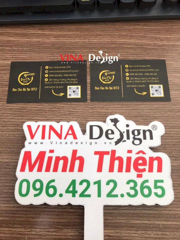 In name card quán bún chả Hà Nội, name card in ấn Offset có mã QR code đặt món, bản đồ đường đi mặt sau - VND710