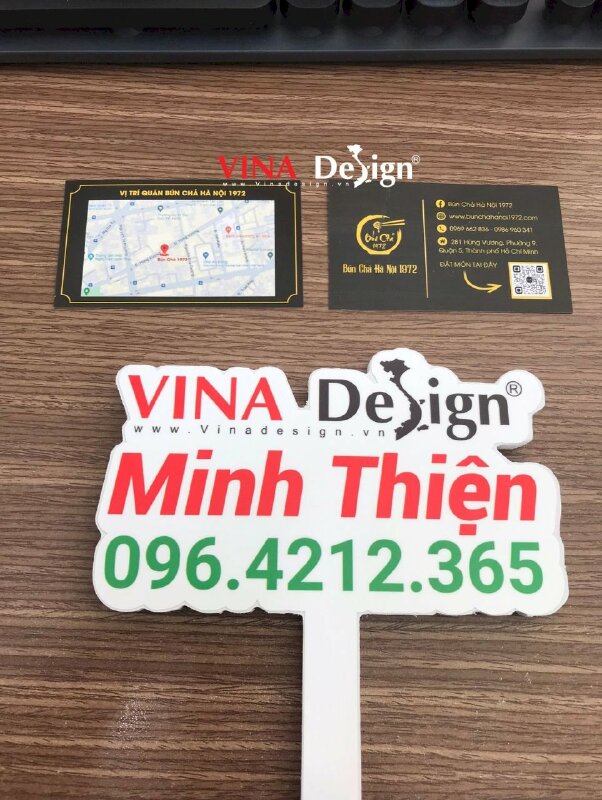 In name card quán bún chả Hà Nội, name card in ấn Offset có mã QR code đặt món, bản đồ đường đi mặt sau - VND710