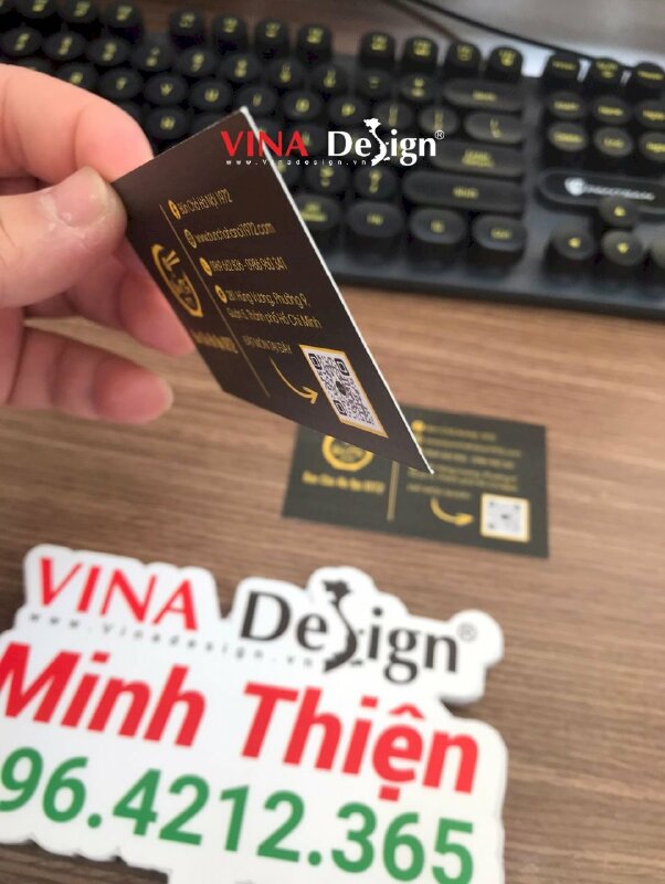 In name card quán bún chả Hà Nội, name card in ấn Offset có mã QR code đặt món, bản đồ đường đi mặt sau - VND710