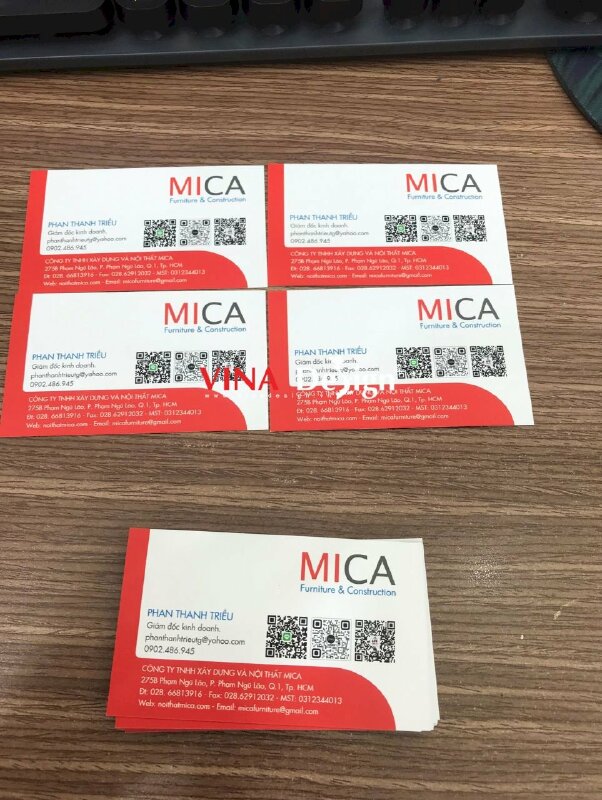 In name card song ngữ Việt - Trung có mã QR code Line Zalo WeChat, name card giám đốc kinh doanh công ty xây dựng và nội thất mica - VND674