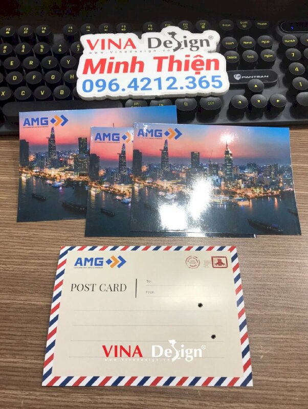 In post card hình ảnh bưu thiếp có logo công ty dịch vụ giao nhận vận tải quốc tế tại Việt Nam - VND732