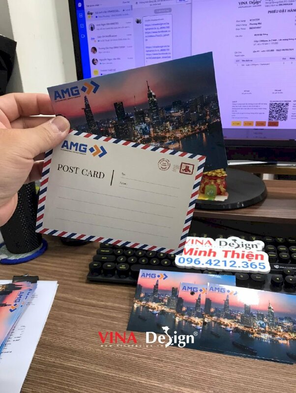 In post card hình ảnh bưu thiếp có logo công ty dịch vụ giao nhận vận tải quốc tế tại Việt Nam - VND732