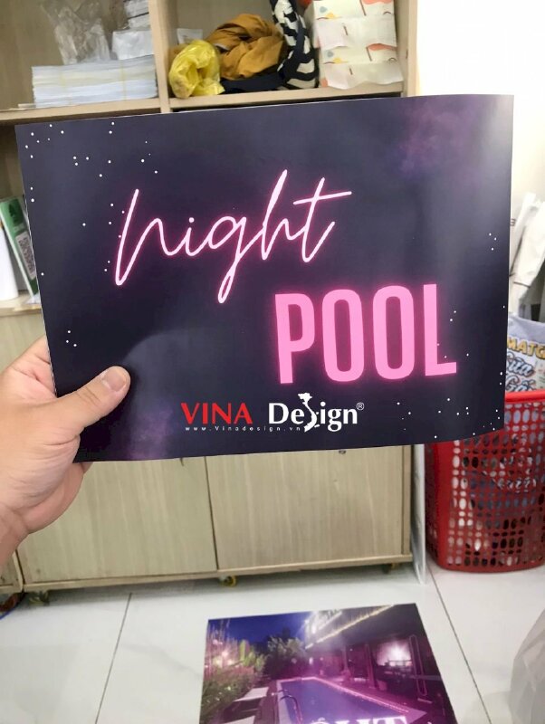 In PP cán mờ giá rẻ làm poster, banner dán kính giới thiệu sự kiện night pool party - VND726