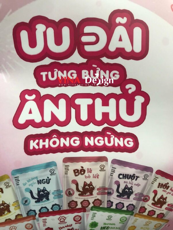 In PP keo Poster khuyến mãi Ưu đãi Tưng bừng Ăn thử Không ngừng cho Pet shop - VND716