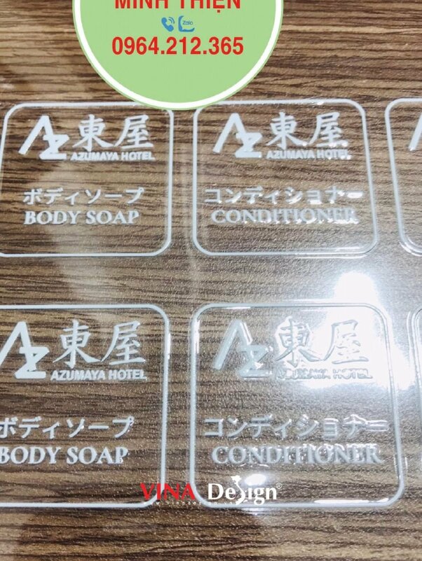 In tem nhãn UV DTF dán chai xà phòng tắm body soap - dầu xả conditioner - dầu gội shampoo - VND677