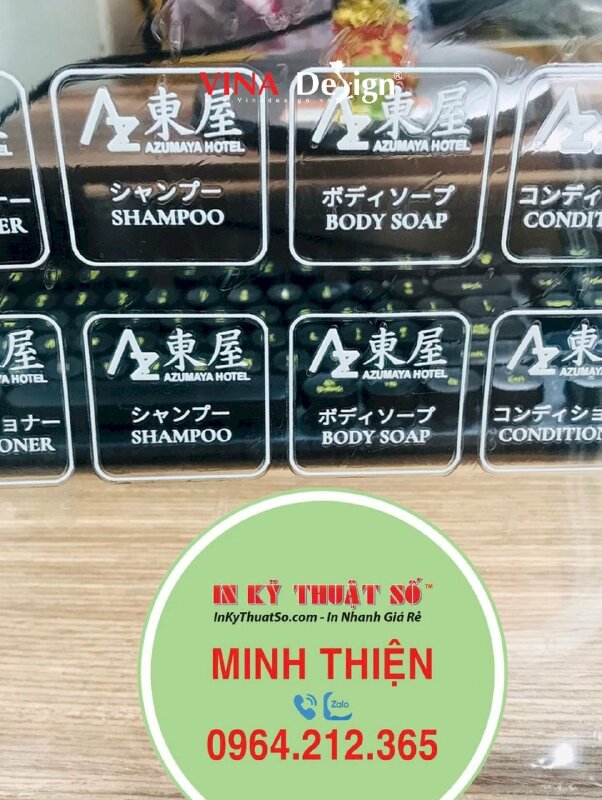 In tem nhãn UV DTF dán chai xà phòng tắm body soap - dầu xả conditioner - dầu gội shampoo - VND677