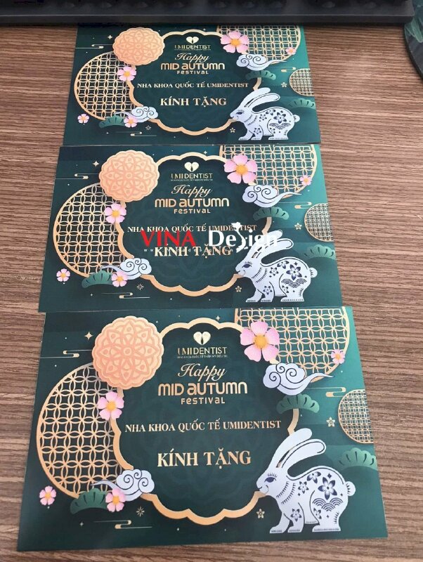 In thiệp Trung thu doanh nghiệp gửi tặng khách hàng, in thiệp giấy C300gsm - VND785