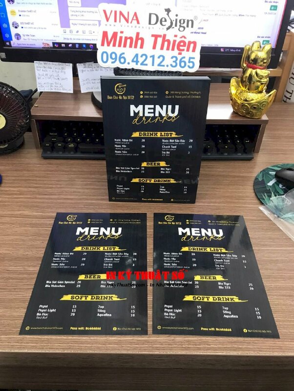 In tờ rơi menu quán bún chả Hà Nội, tờ menu food, drink gắn standee để bàn A5 - VND701