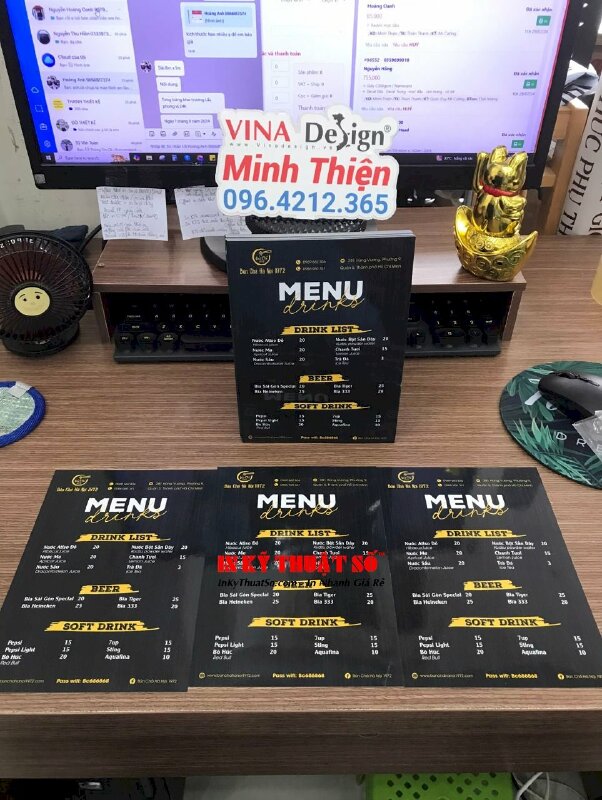 In tờ rơi menu quán bún chả Hà Nội, tờ menu food, drink gắn standee để bàn A5 - VND701