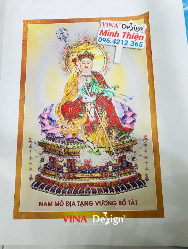 In tranh Địa Tạng Vương Bồ Tát, in vải Canvas chừa biên, giao cuộn - VND682