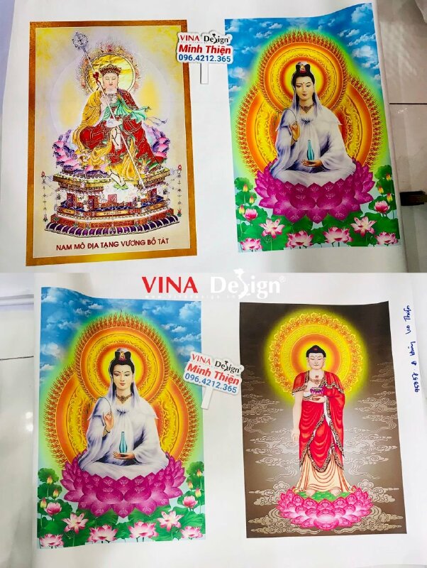 In tranh Địa Tạng Vương Bồ Tát, in vải Canvas chừa biên, giao cuộn - VND682