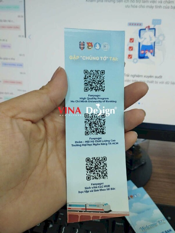 In bookmark giá rẻ TPHCM, in giấy C300gsm, in 2 mặt làm thẻ kẹp sách cho câu lạc bộ trường đại học - VND808