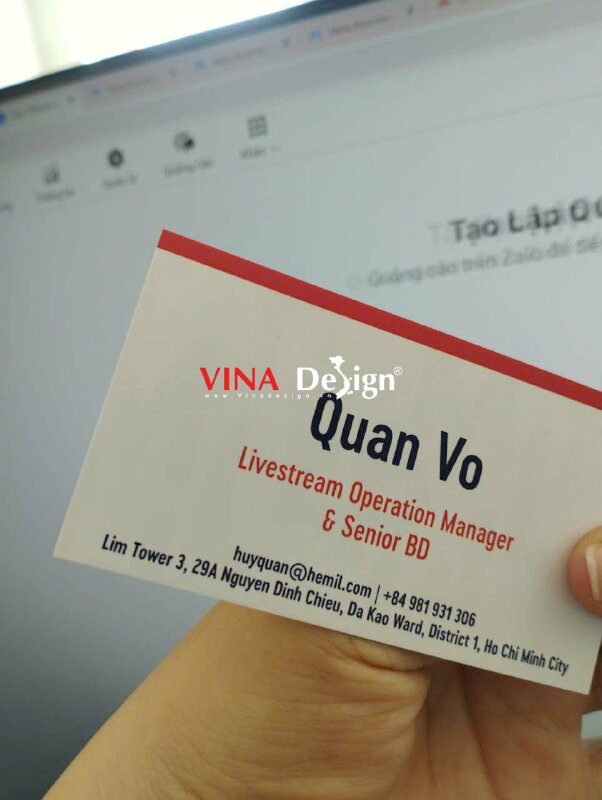 In card visit lấy liền chức danh Livestream Operation Manager & Senior BD cho Social Agency - VND797