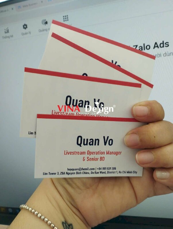 In card visit lấy liền chức danh Livestream Operation Manager & Senior BD cho Social Agency - VND797