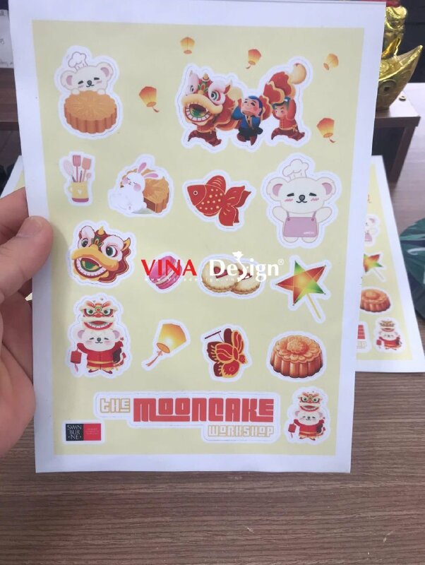 In Sticker Sheets Trung thu cute Decal sữa nhãn dán dạng tờ rời khổ A5 - VND804