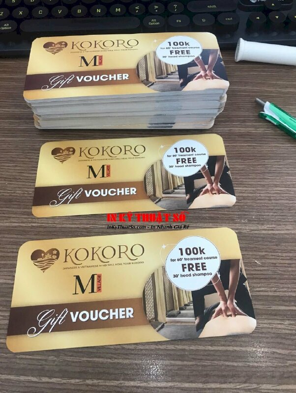 In Voucher Spa & Aesthetic, làm Voucher giấy C300gsm in 2 mặt, bo góc - VND814