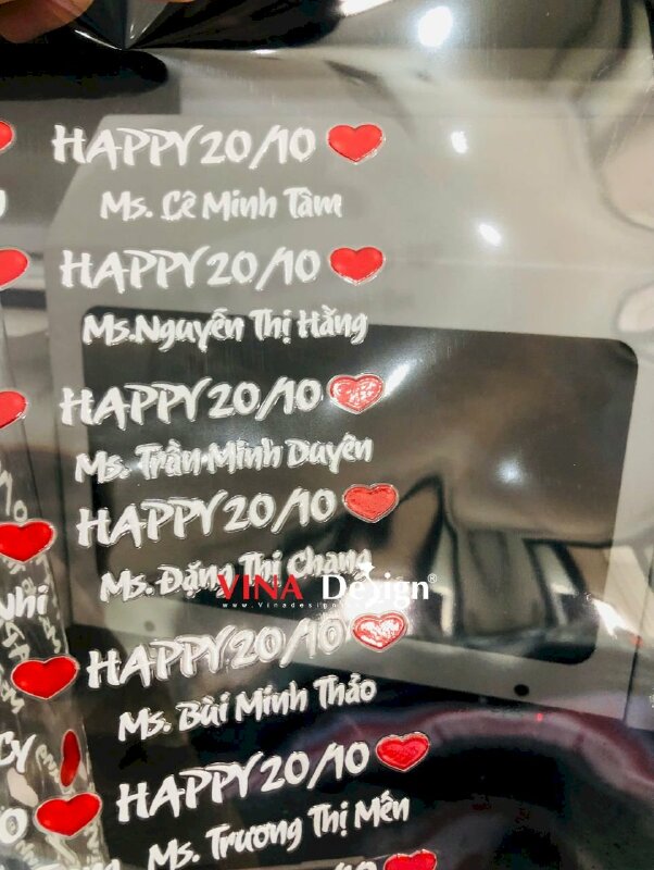 In chữ Happy 20/10 Happy Birthday UV DTF keo tốt dán trên nhiều bề mặt Nhựa Gỗ Kim loại Thủy tinh chống nước bền màu - VND751