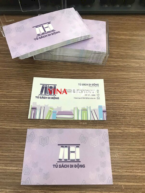 In name card 1 hộp lấy liền thông tin chương trình xã hội Tủ sách di động cho CLB sinh viên trường đại học - VND816