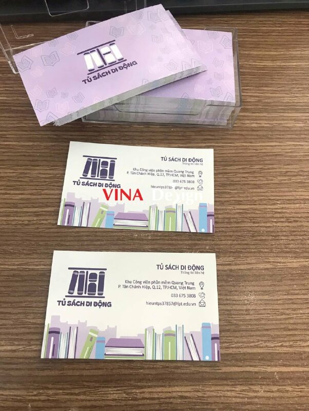 In name card 1 hộp lấy liền thông tin chương trình xã hội Tủ sách di động cho CLB sinh viên trường đại học - VND816