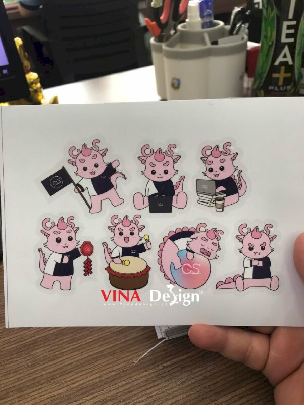 In set Sticker A6 chủ đề Rồng Chibi Dragon, tem nhãn sticker Decal sữa, bế theo viền - VND780