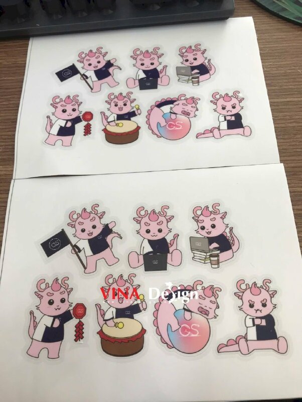 In set Sticker A6 chủ đề Rồng Chibi Dragon, tem nhãn sticker Decal sữa, bế theo viền - VND780