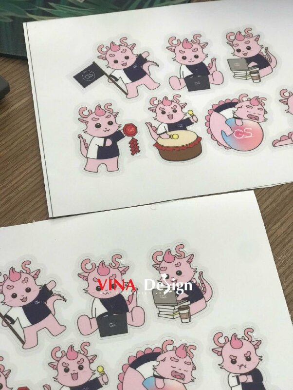 In set Sticker A6 chủ đề Rồng Chibi Dragon, tem nhãn sticker Decal sữa, bế theo viền - VND780